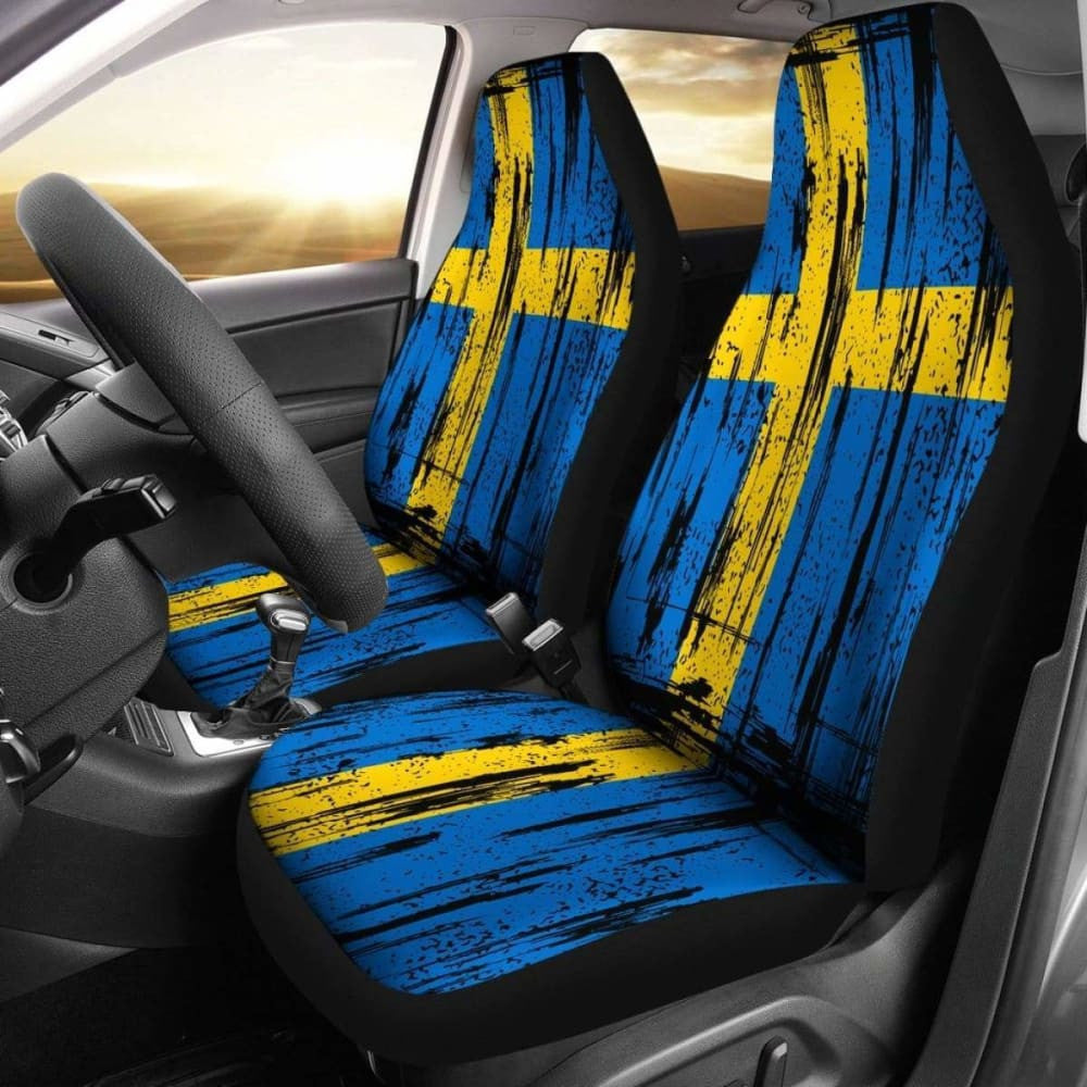 Sweden Grunge Flag Car Seat Cover
