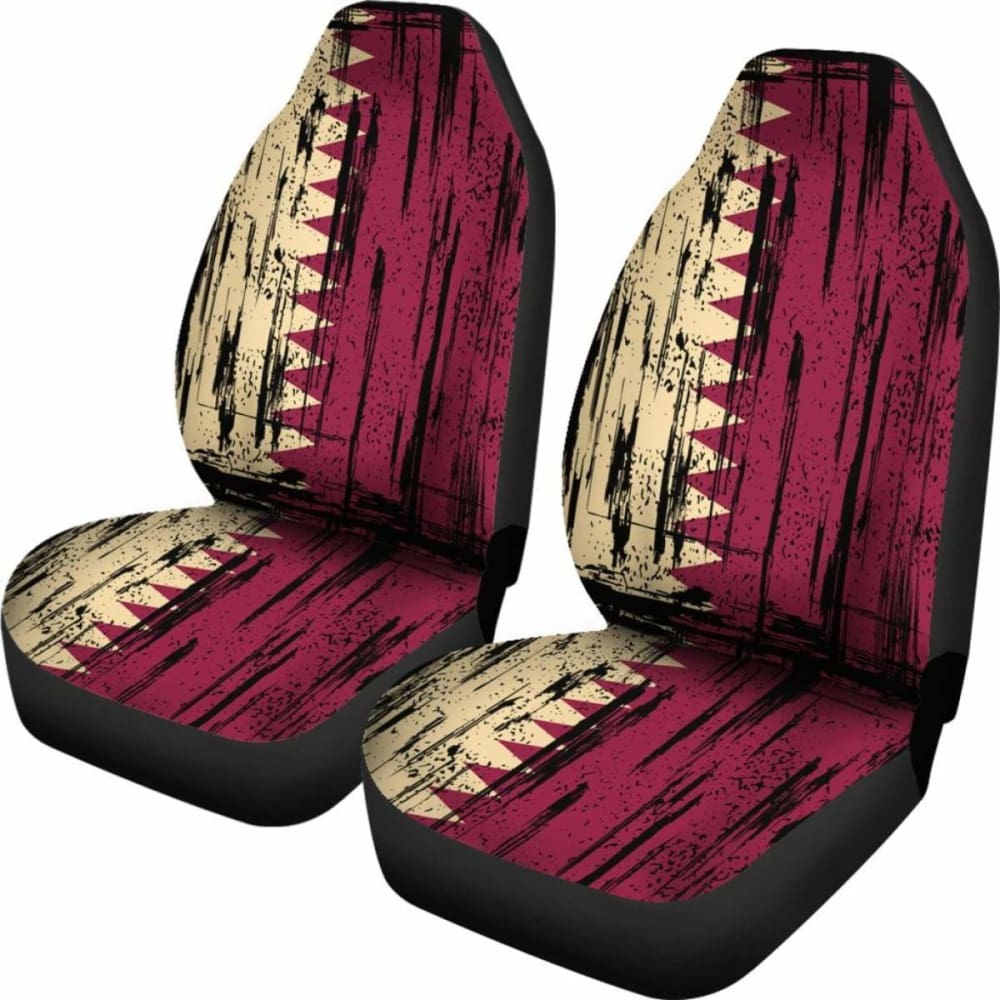 Qatar Grunge Flag Car Seat Cover