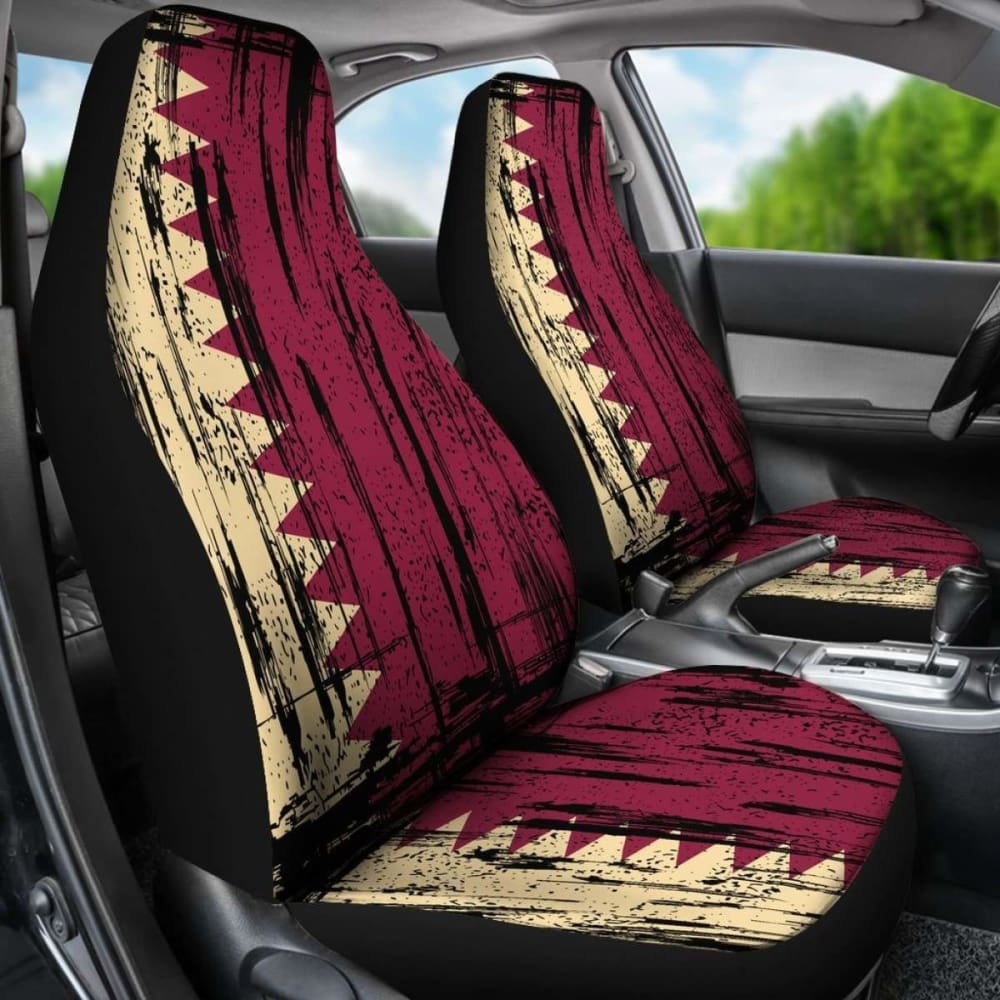 Qatar Grunge Flag Car Seat Cover