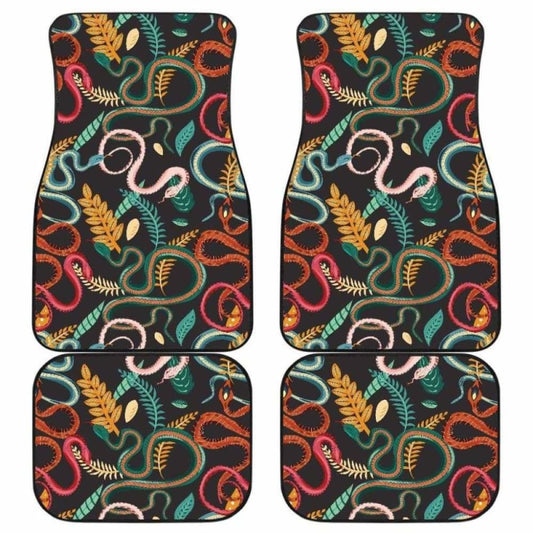 Colorful Snake Plant Pattern Front And Back Car Mats