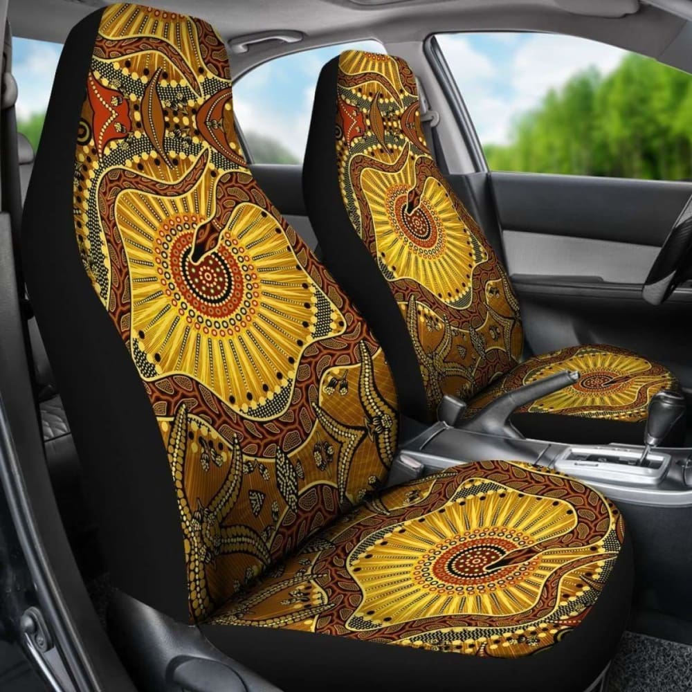 Australia Car Seat Covers - Australian Aboriginal Snake - Rainbow Serpent -