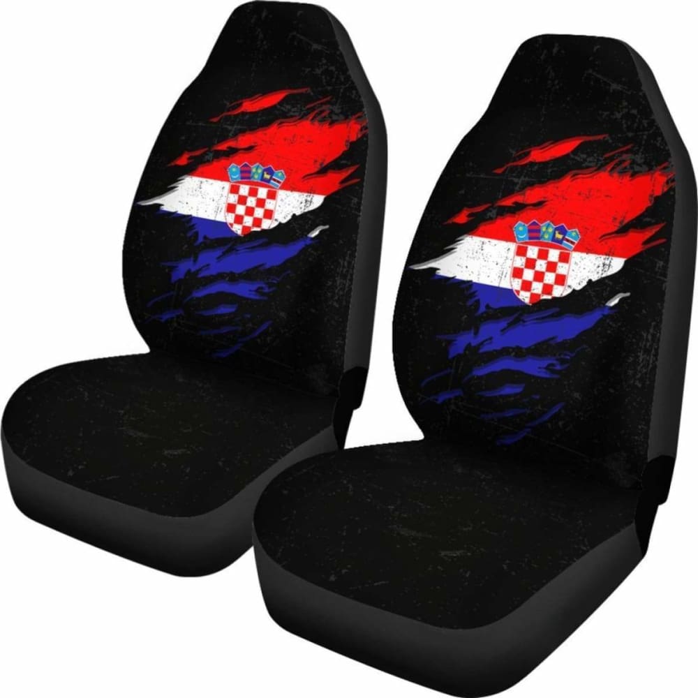 Croatia In Me Car Seat Covers - Special Grunge Style (Set Of Two)