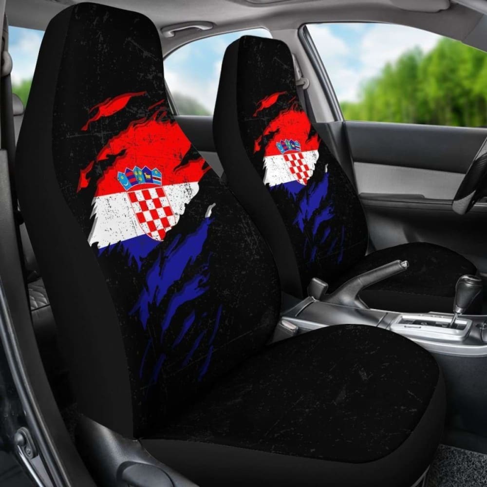 Croatia In Me Car Seat Covers - Special Grunge Style (Set Of Two)
