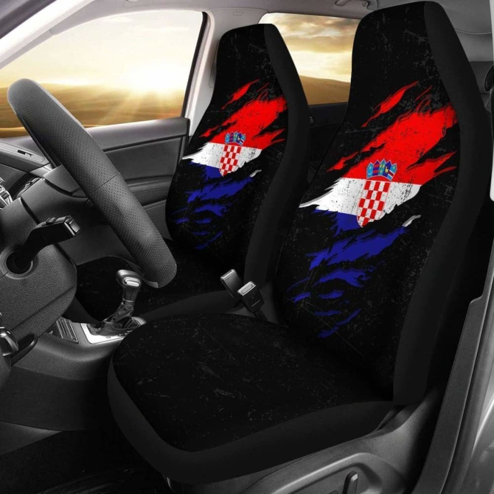 Croatia In Me Car Seat Covers - Special Grunge Style (Set Of Two)