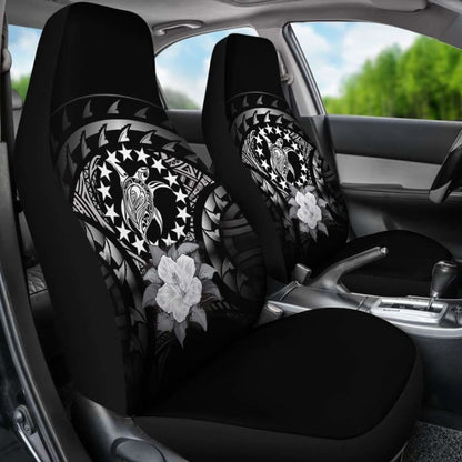 Cook Islands Car Seat Cover Gray Hibiscus