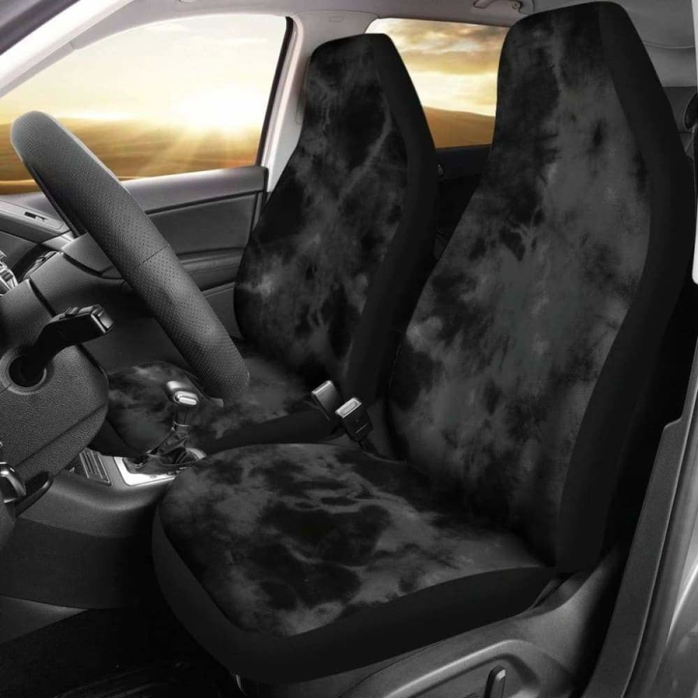 Dark Grey Grunge Tie Dye Car Seat Covers