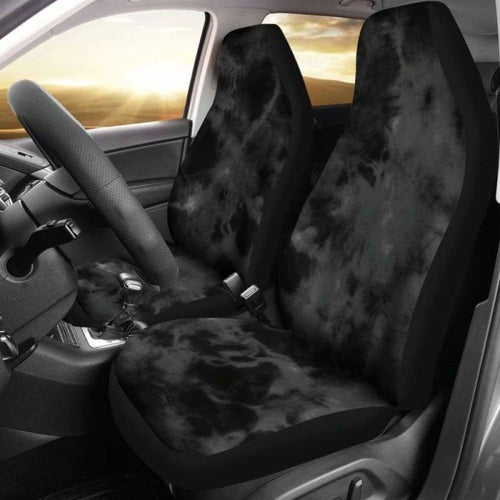 Dark Grey Grunge Tie Dye Car Seat Covers