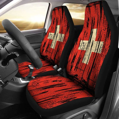 Switzerland Grunge Flag Car Seat Cover