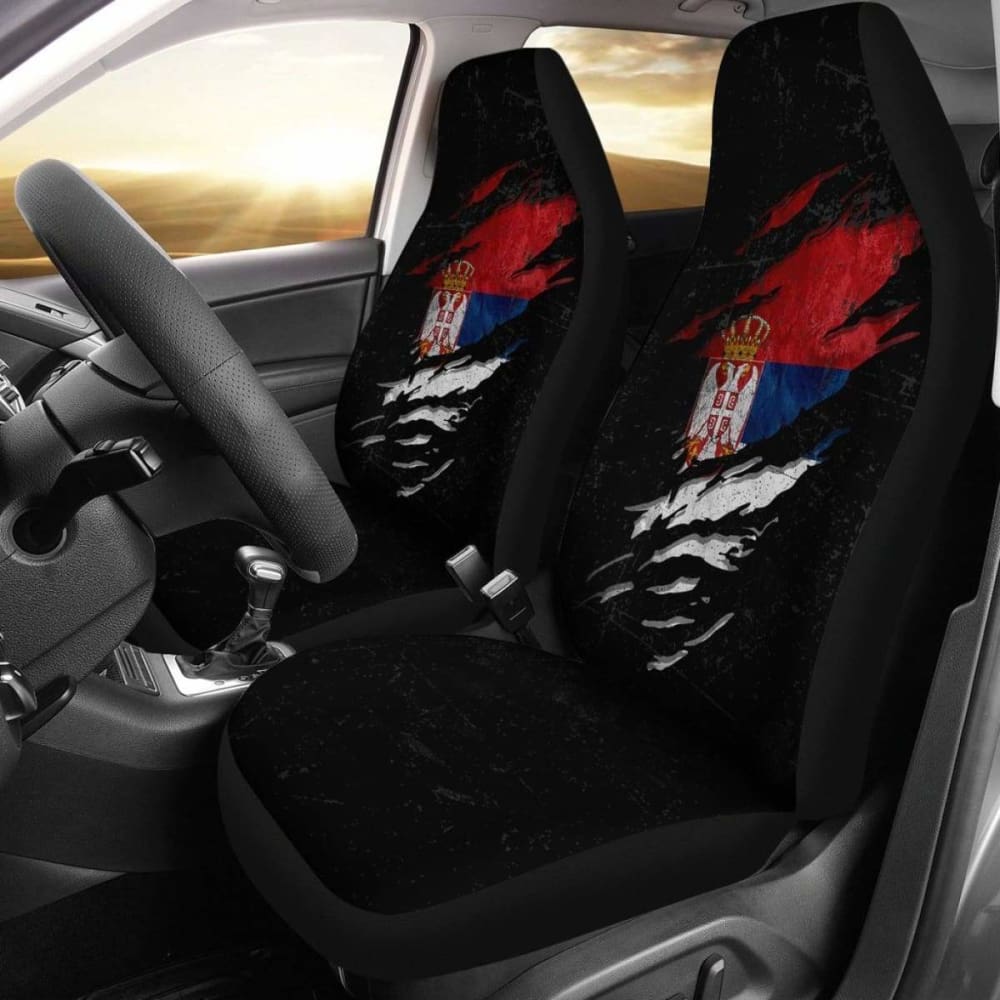 Serbia In Me Car Seat Covers - Special Grunge Style (Set Of Two)