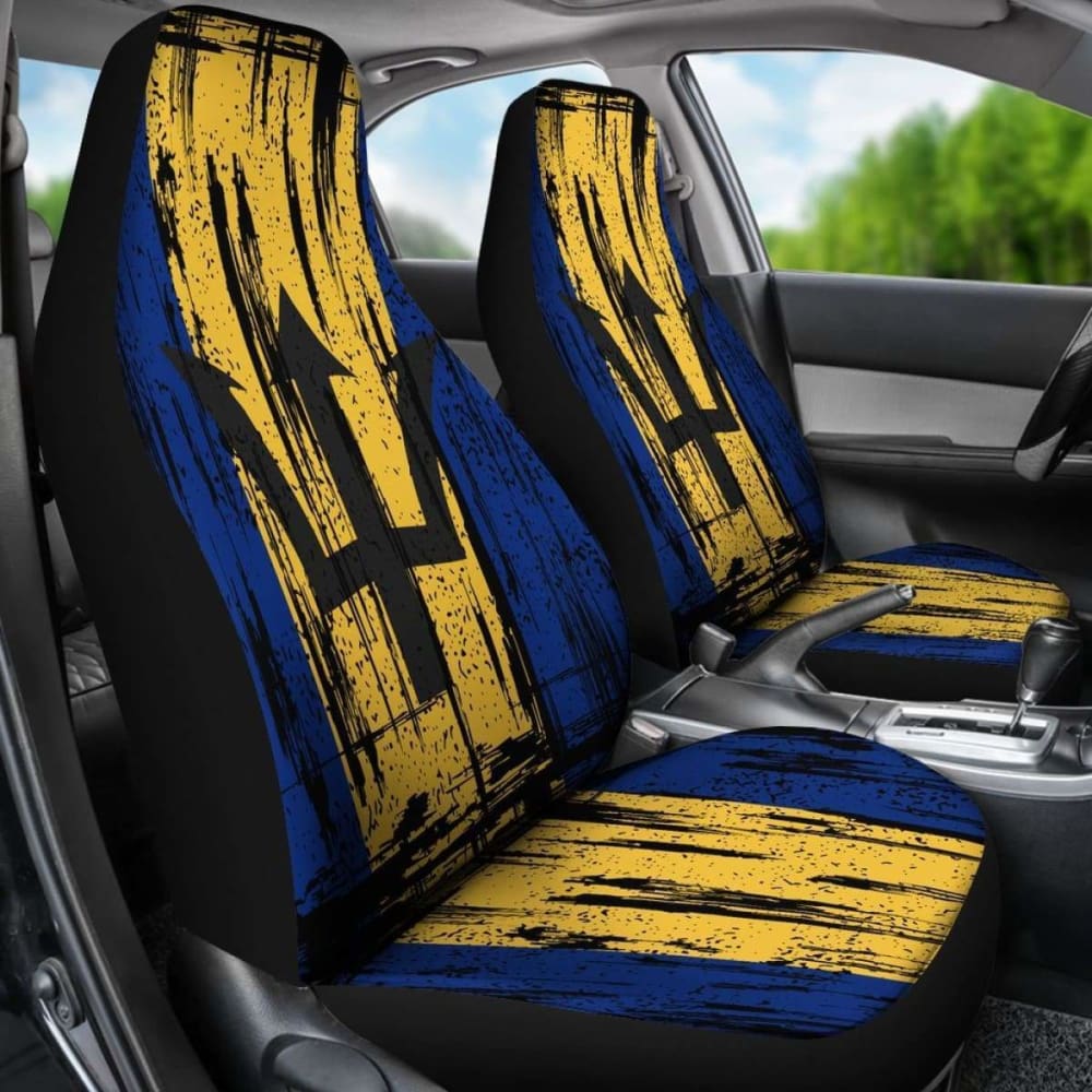 Barbados Grunge Flag Car Seat Cover