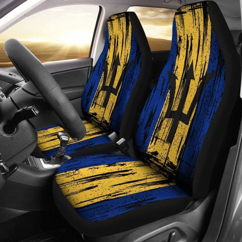 Barbados Grunge Flag Car Seat Cover