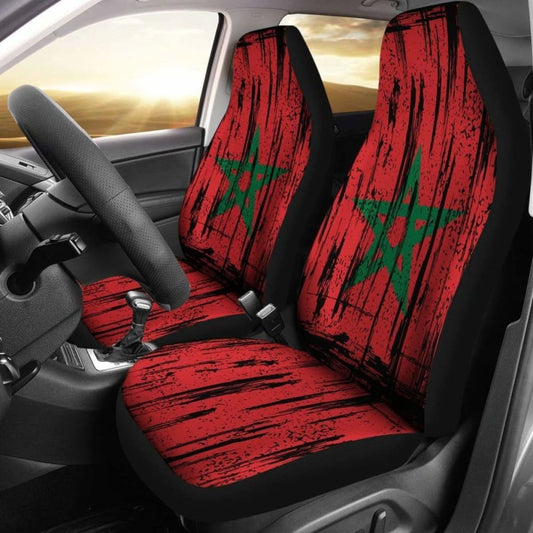 Morocco Grunge Flag Car Seat Cover