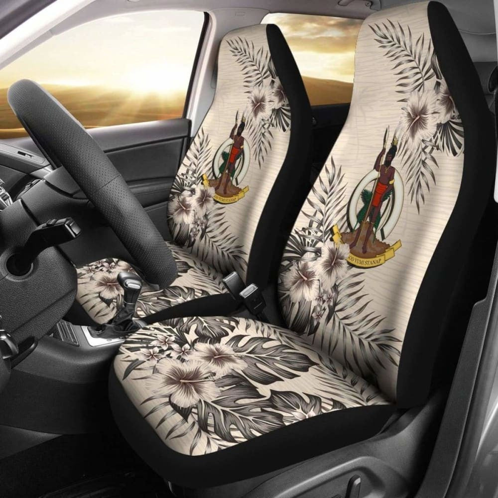 Vanuatu Car Seat Covers The Beige Hibiscus (Set Of Two)