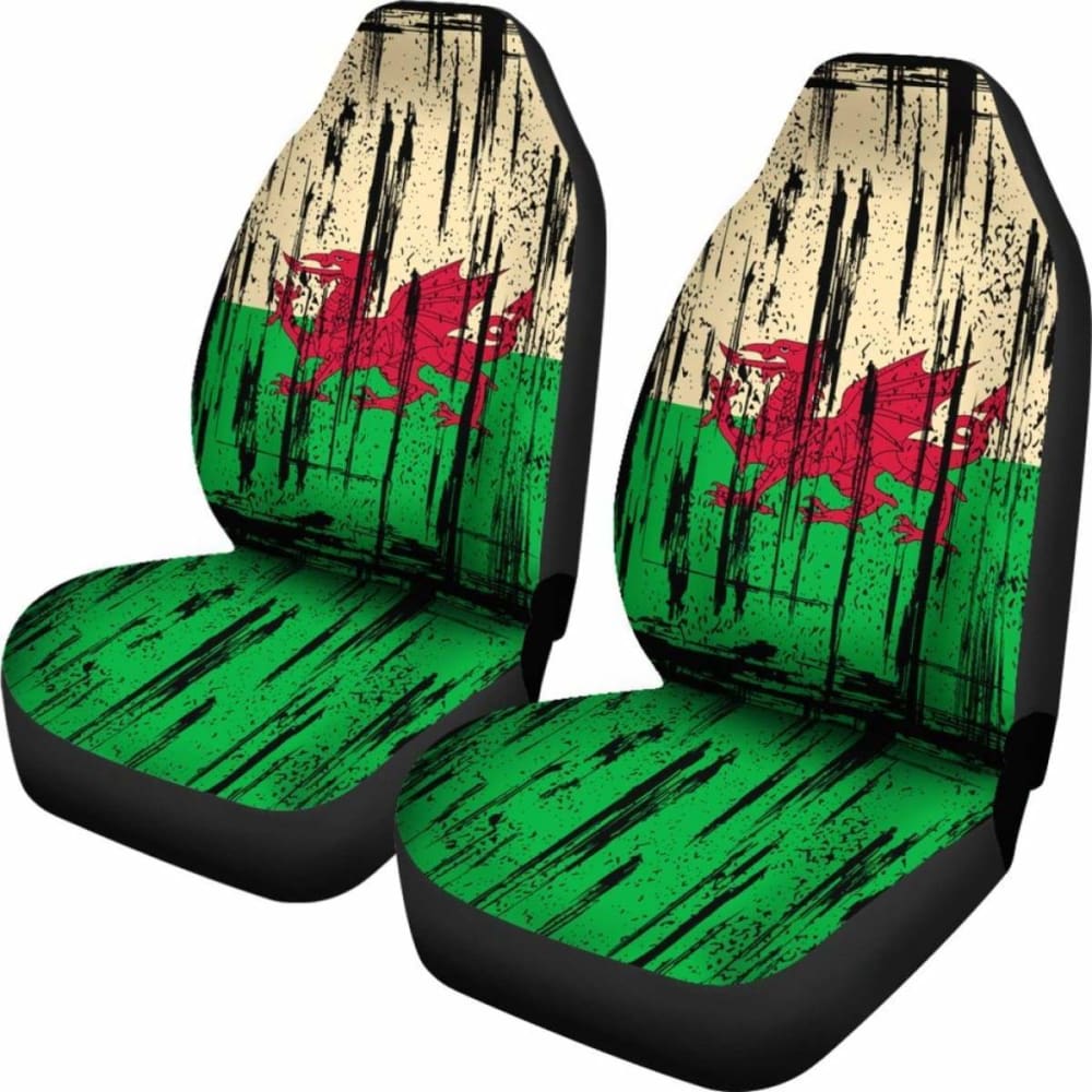 Wales Grunge Flag Car Seat Cover