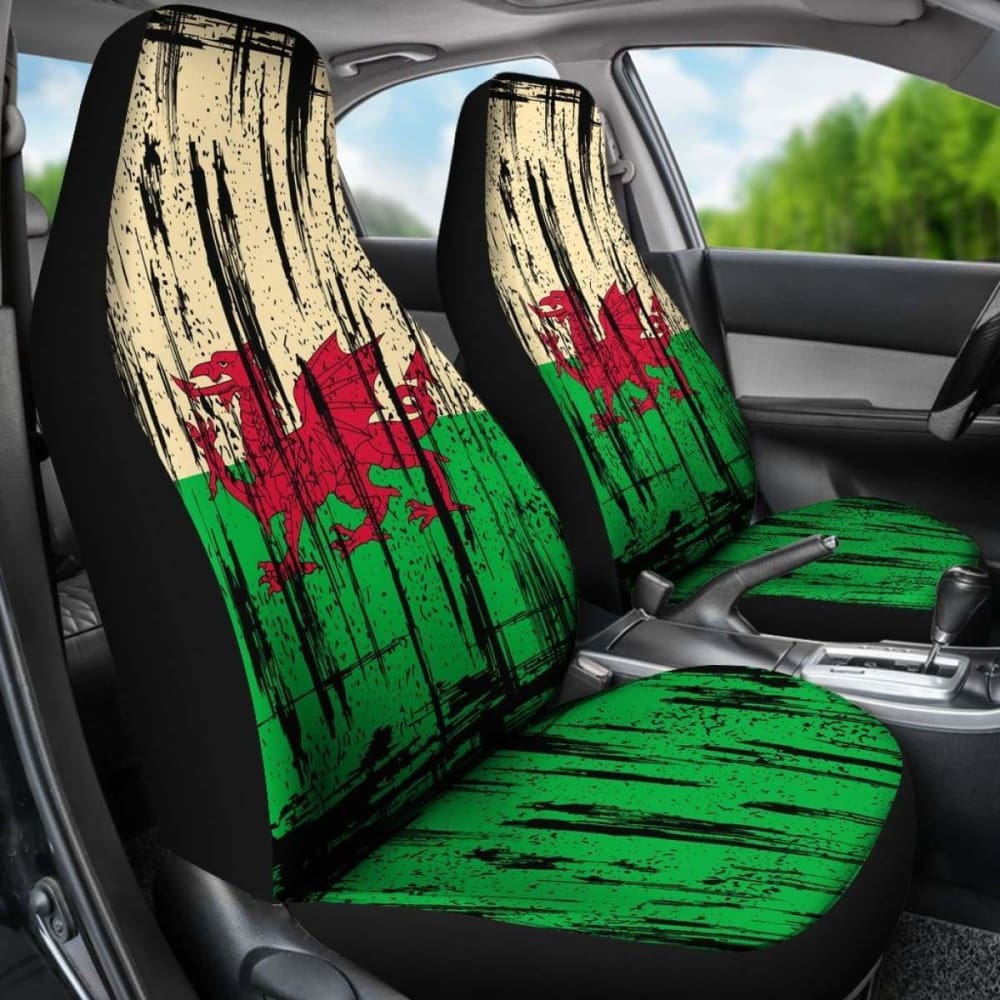 Wales Grunge Flag Car Seat Cover