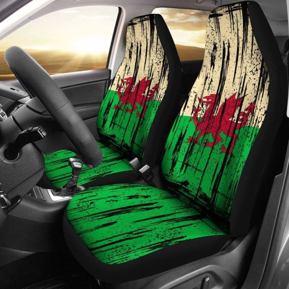 Wales Grunge Flag Car Seat Cover
