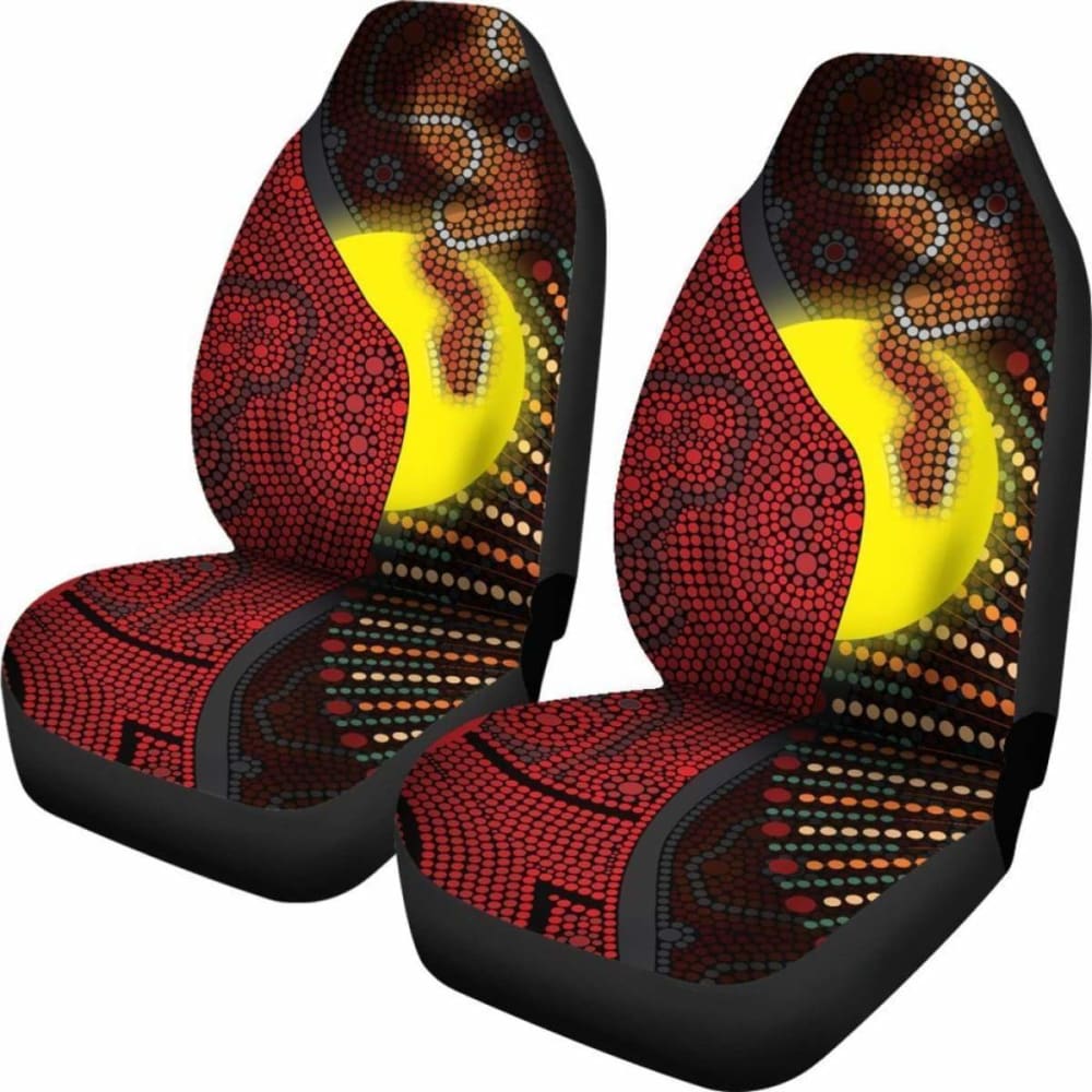 Australia Aboriginal  Car Seat Covers - Indigenous Snake Sun Dot Painting -