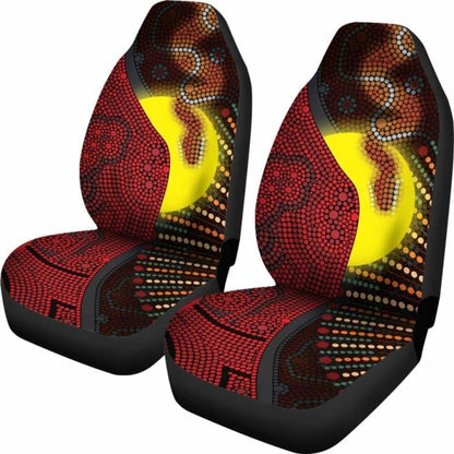 Australia Aboriginal  Car Seat Covers - Indigenous Snake Sun Dot Painting -