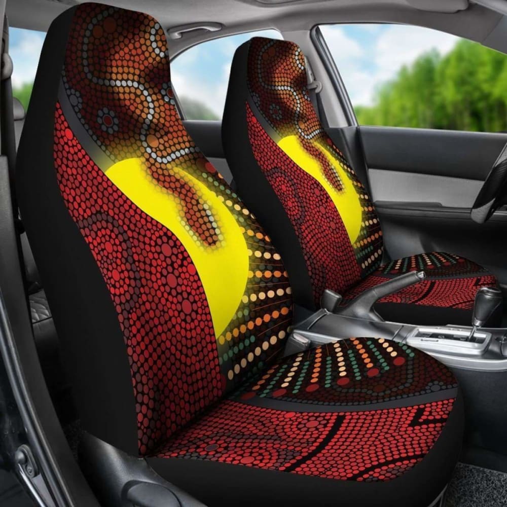 Australia Aboriginal  Car Seat Covers - Indigenous Snake Sun Dot Painting -