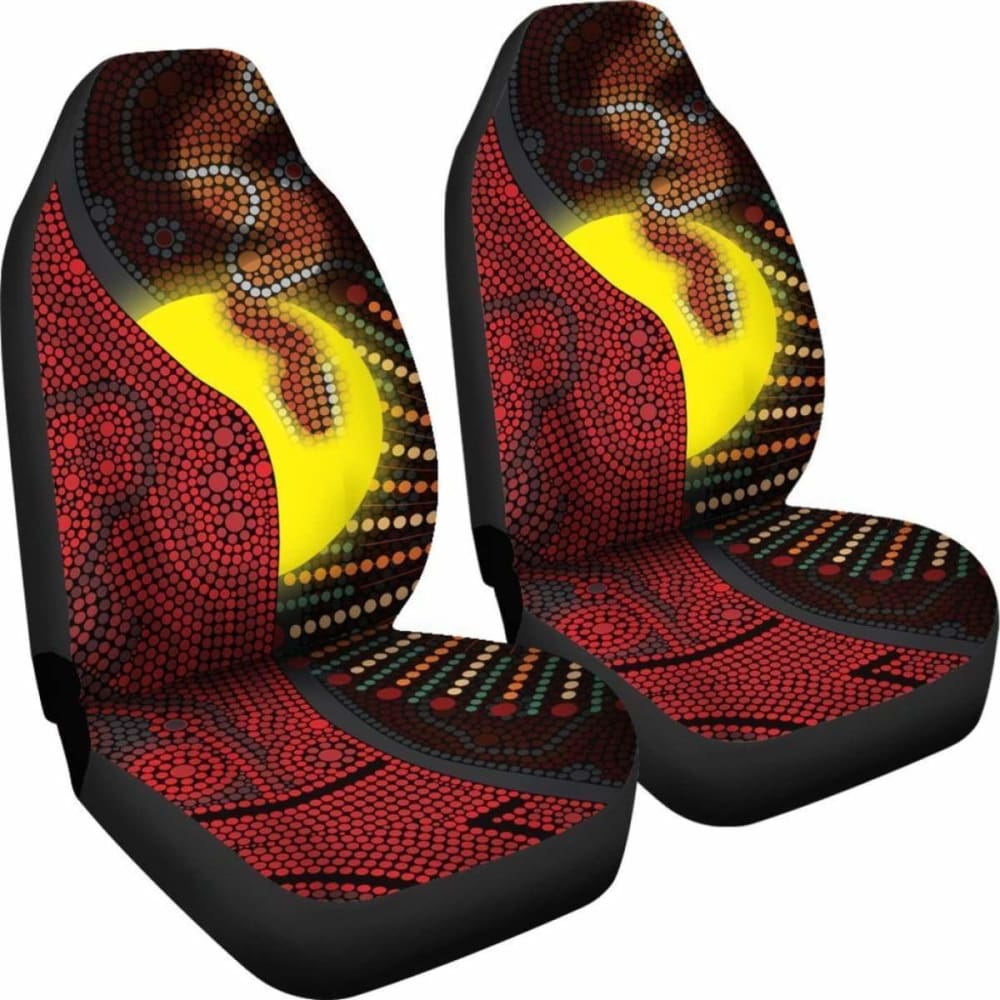 Australia Aboriginal  Car Seat Covers - Indigenous Snake Sun Dot Painting -