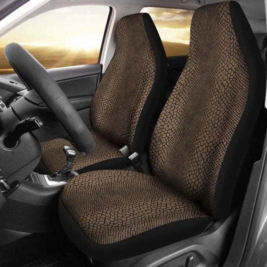 Brown Black Reptile Snake Skin Car Seat Covers