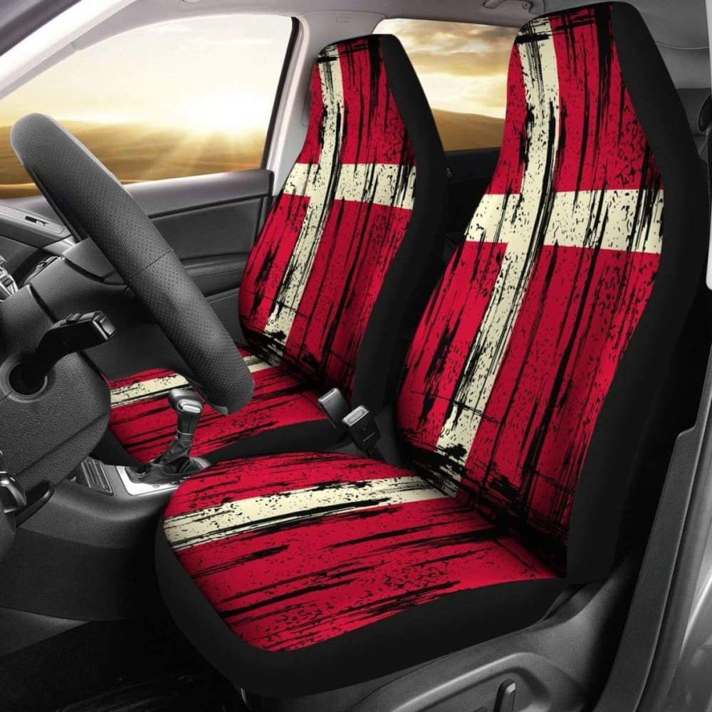 Denmark Grunge Flag Car Seat Cover