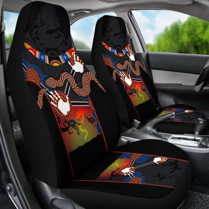 Australia Aboriginal Car Seat Covers, Australian Boomerang And Snake Indigenous Art -