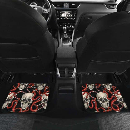 Red Snake Skull Pattern Front And Back Car Mats