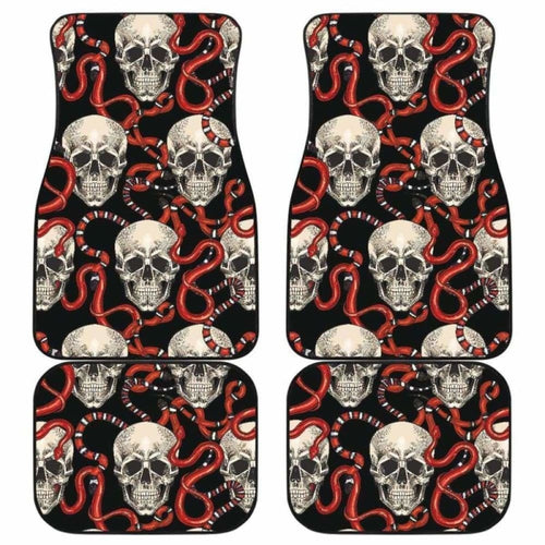 Red Snake Skull Pattern Front And Back Car Mats
