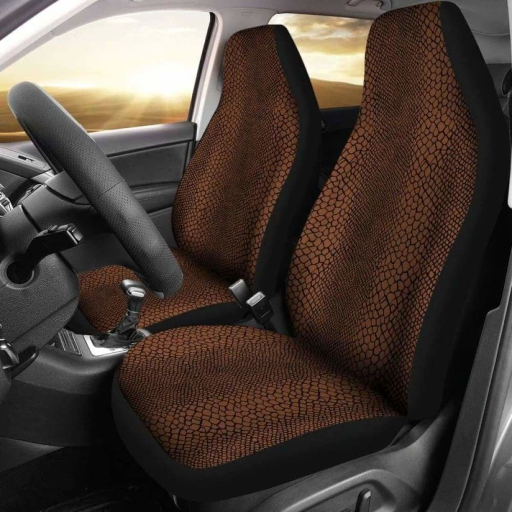 Black Cognac Color Snake Skin Reptile Scales Pattern Car Seat Covers