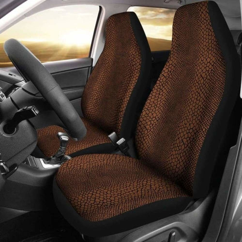 Black Cognac Color Snake Skin Reptile Scales Pattern Car Seat Covers