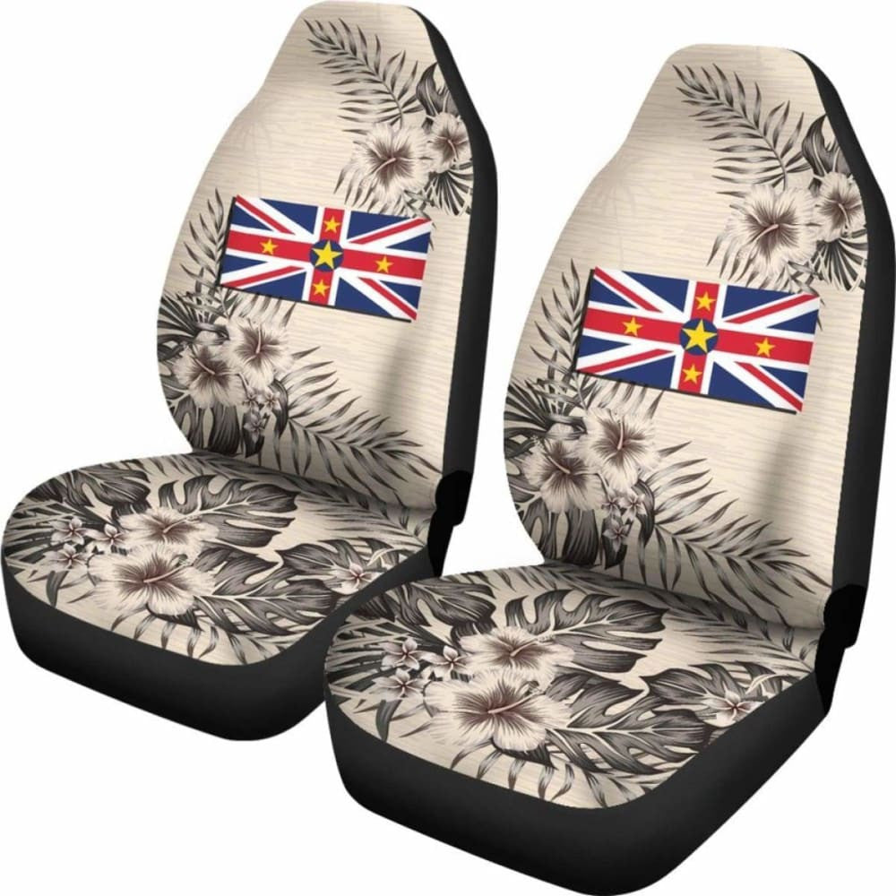 Niue Car Seat Covers The Beige Hibiscus (Set Of Two)