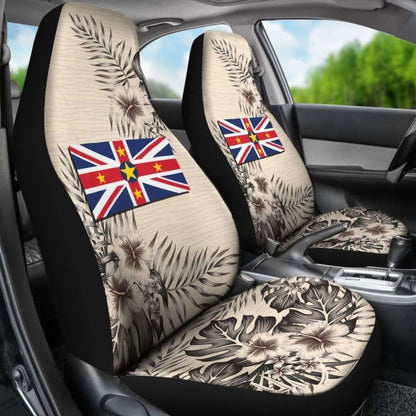 Niue Car Seat Covers The Beige Hibiscus (Set Of Two)