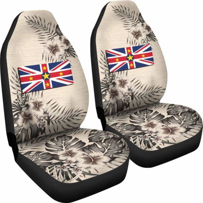 Niue Car Seat Covers The Beige Hibiscus (Set Of Two)