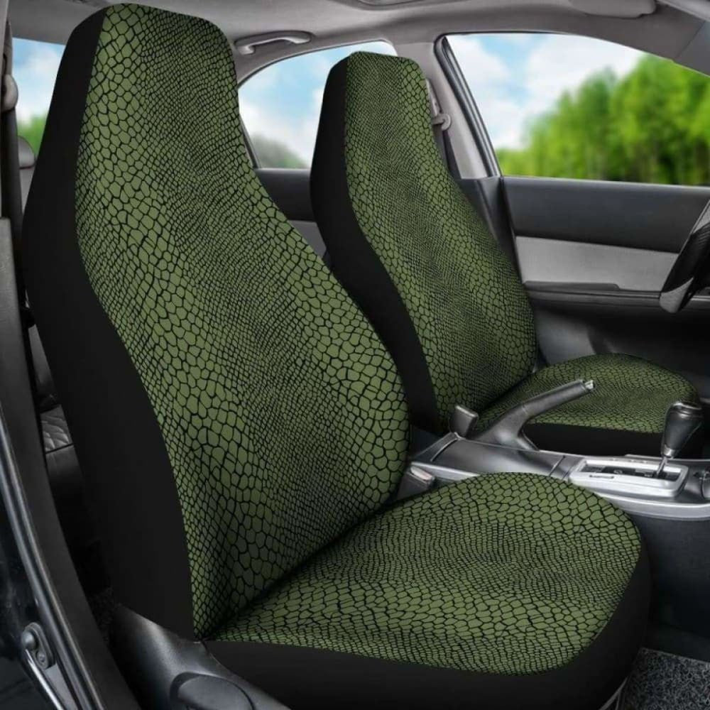 Dark Green Reptile Snake Skin Car Seat Covers