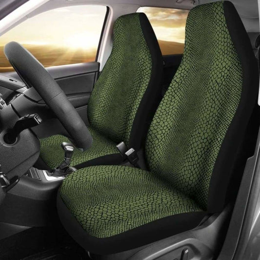 Dark Green Reptile Snake Skin Car Seat Covers
