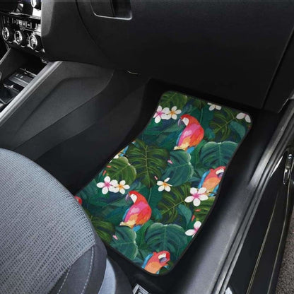 Parrot Palm Tree Leaves Flower Hibiscus Pattern Front And Back Car Mats