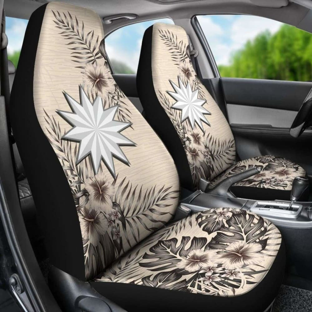 Nauru Car Seat Covers The Beige Hibiscus (Set Of Two)