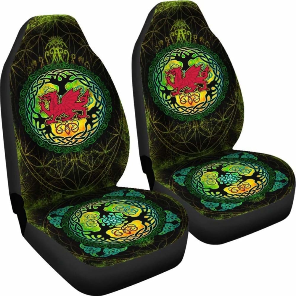 Wales Celtic Car Seat Covers - Cymru Tree Of Life -