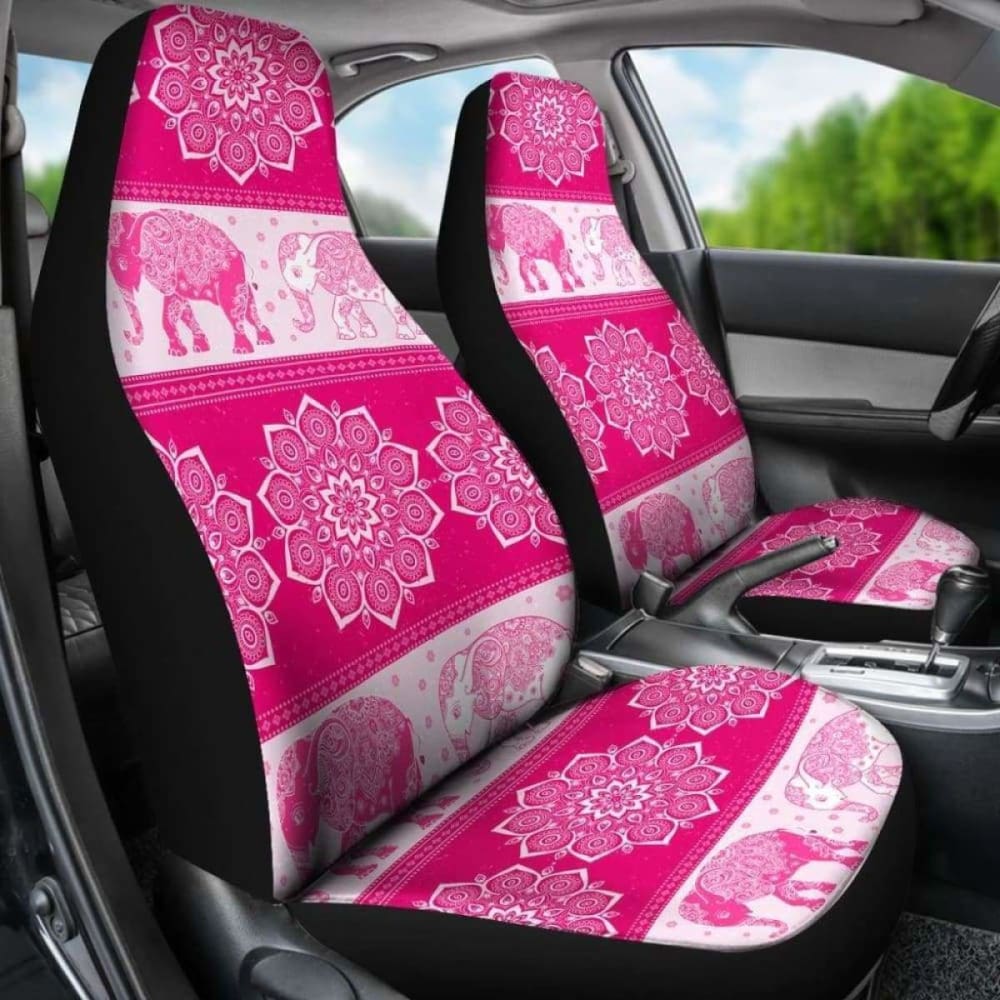 Flower Mandala Elephant Pink Car Seat Covers