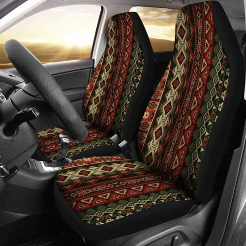 Red & Brown Boho Aztec Car Seat Covers