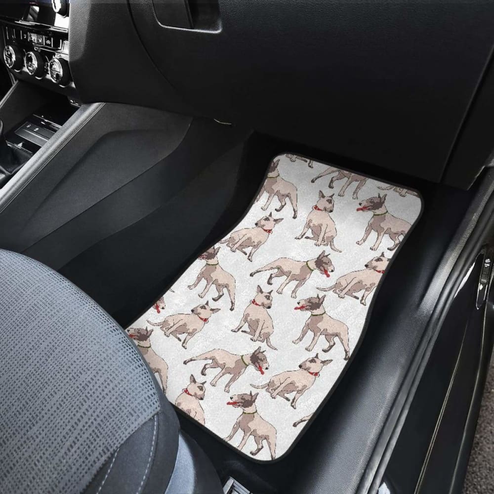 Bull Terrier Pattern Print Design  Front And Back Car Mats