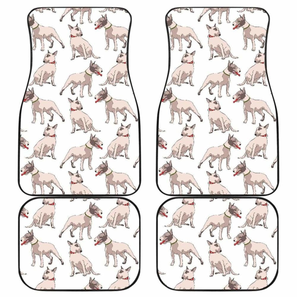 Bull Terrier Pattern Print Design  Front And Back Car Mats