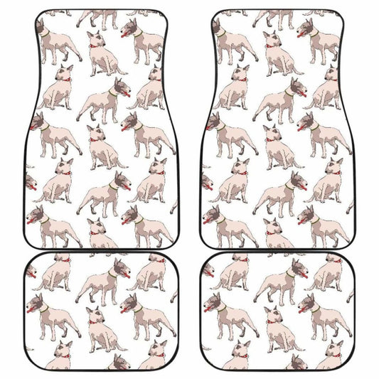 Bull Terrier Pattern Print Design  Front And Back Car Mats