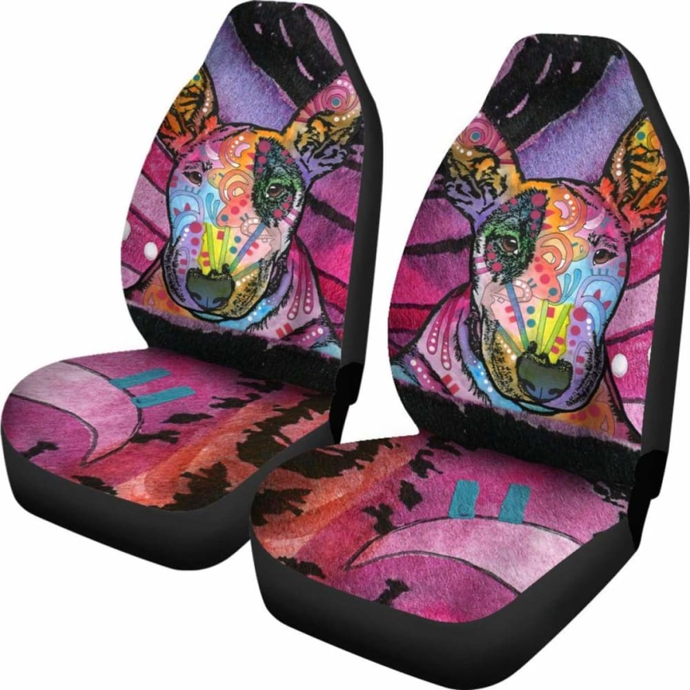 Bull Terrier Design Car Seat Covers Colorful Back