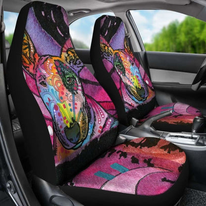 Bull Terrier Design Car Seat Covers Colorful Back