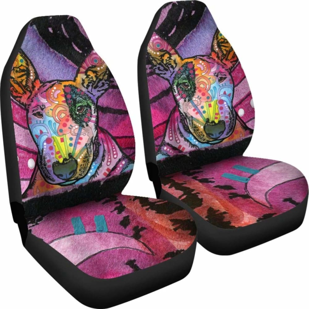 Bull Terrier Design Car Seat Covers Colorful Back
