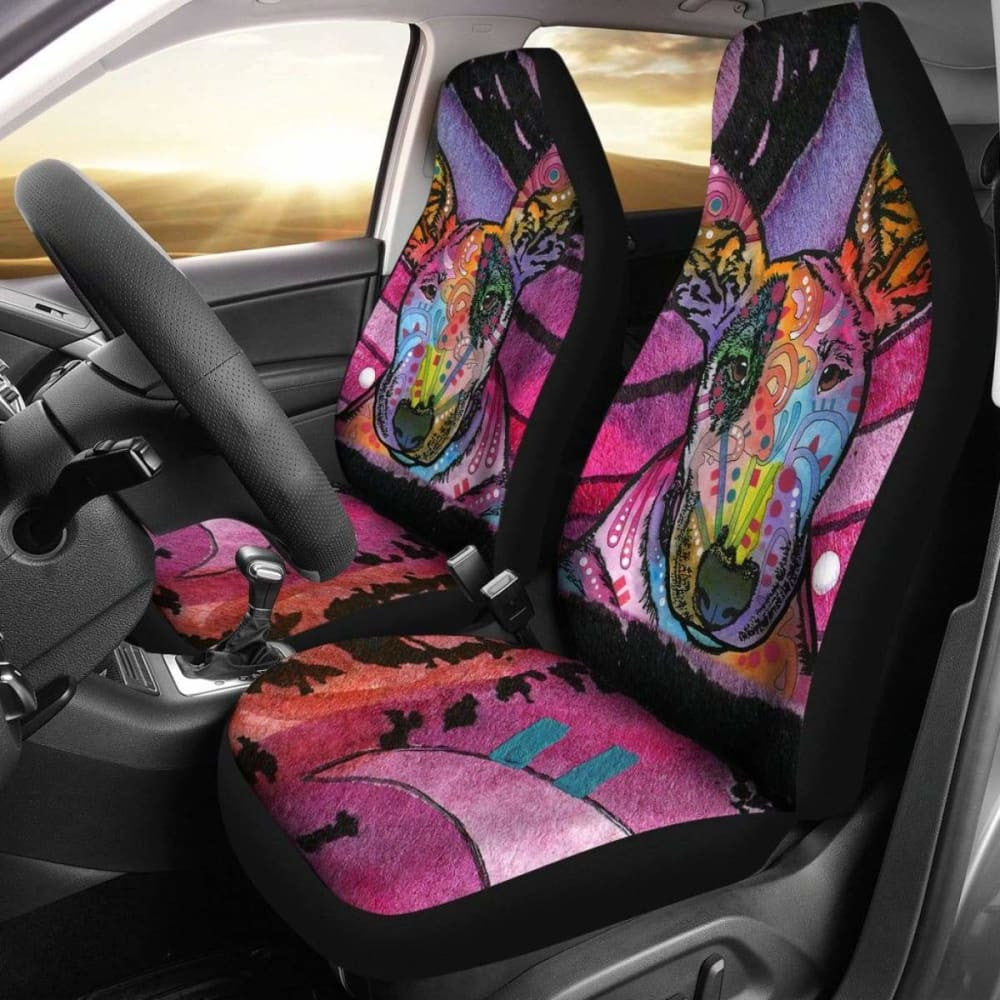 Bull Terrier Design Car Seat Covers Colorful Back