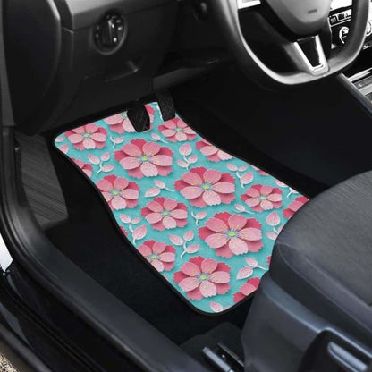 D Sakura Cherry Blossom Pattern Front And Back Car Mats