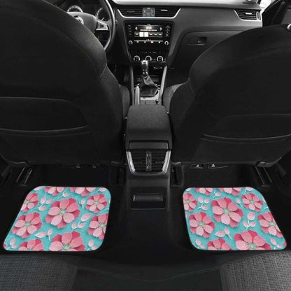 D Sakura Cherry Blossom Pattern Front And Back Car Mats